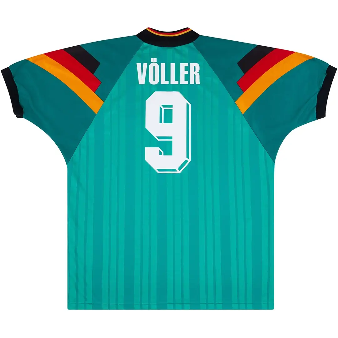 Völler #9 Retro Germany Away Football Jersey Euro Cup 1992