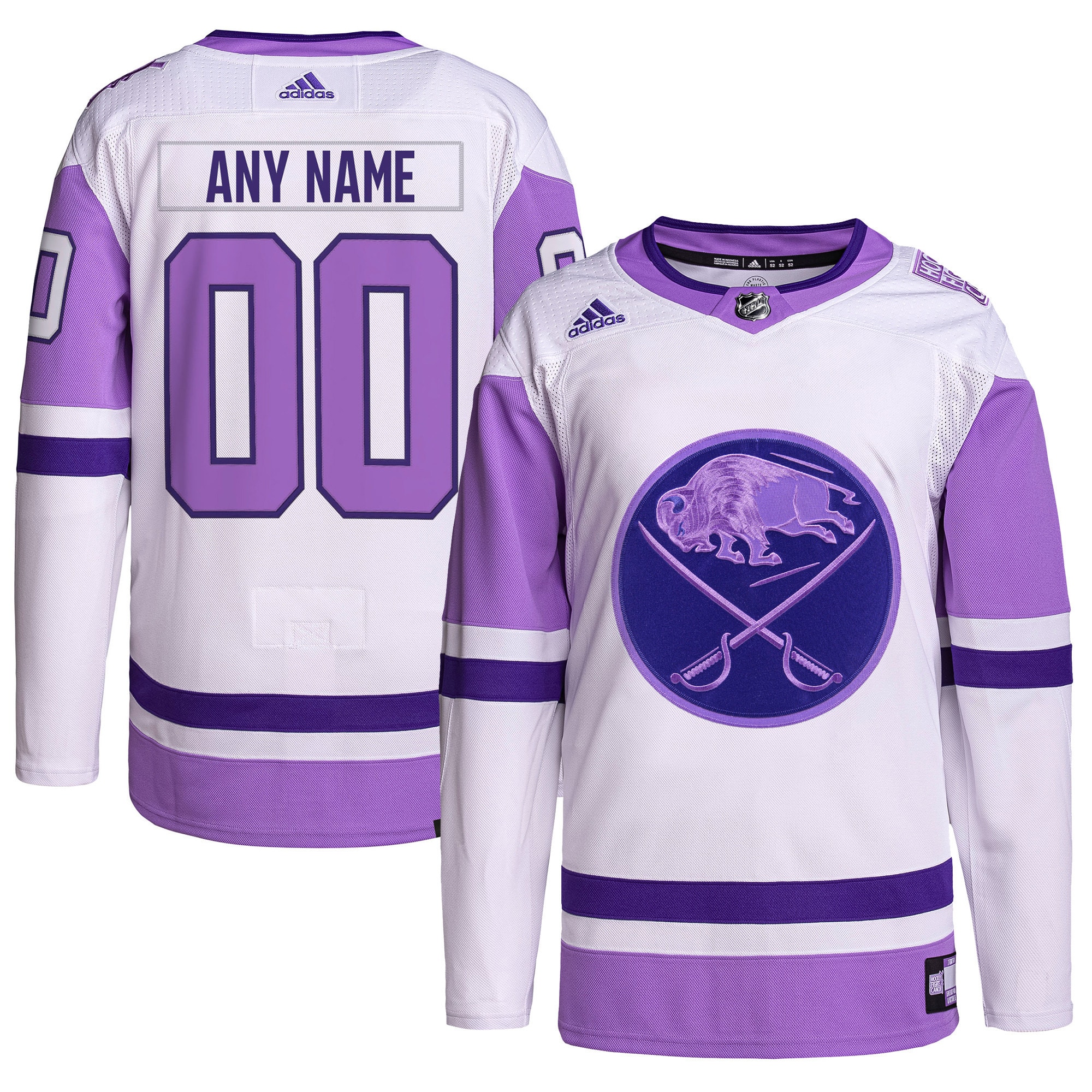 Buffalo Sabres  Hockey Fights Cancer Primegreen  Custom Jersey – White/Purple