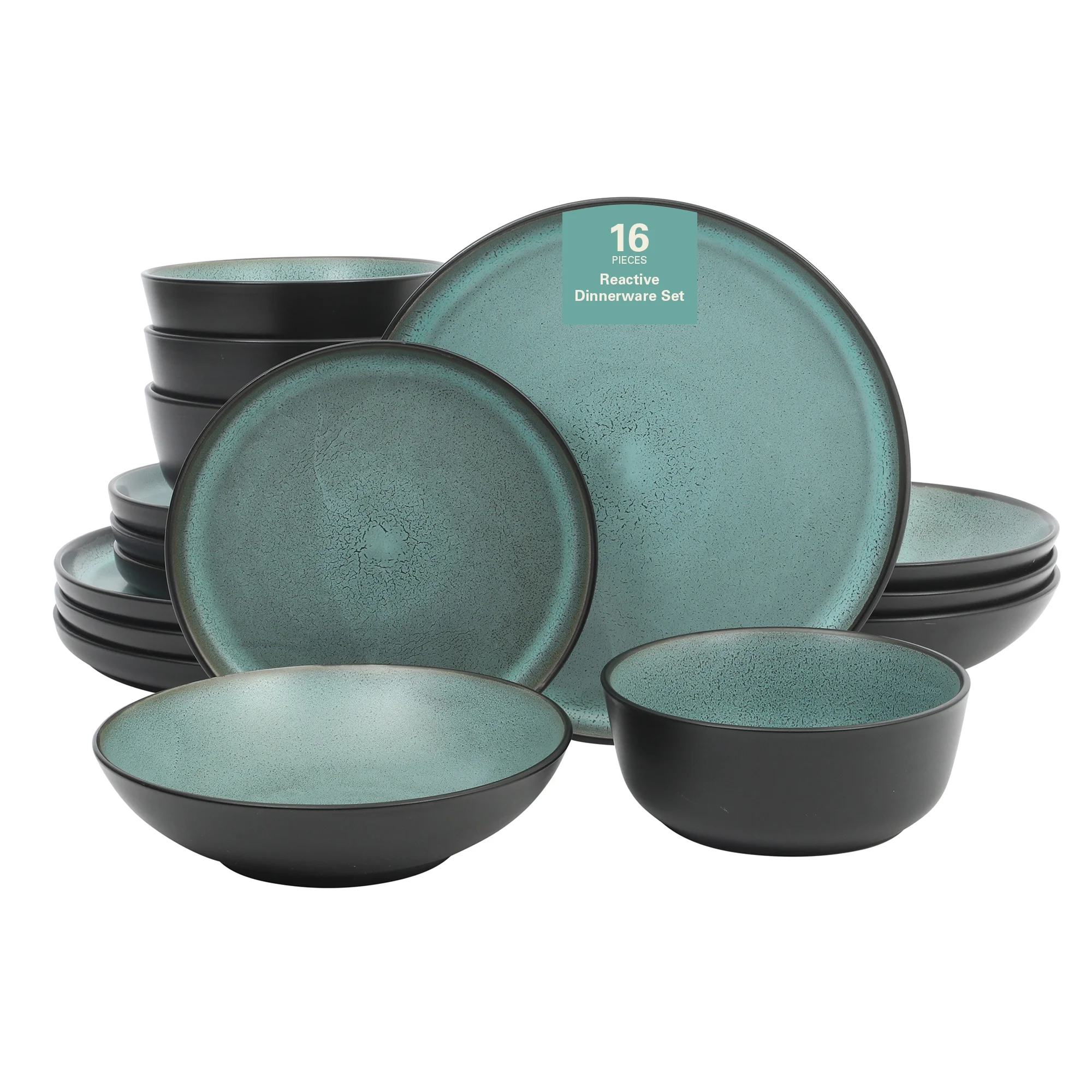 Gibson Elite Tribeca Loft 16-Piece Dinnerware Set - Service for 4 - Matte Blue