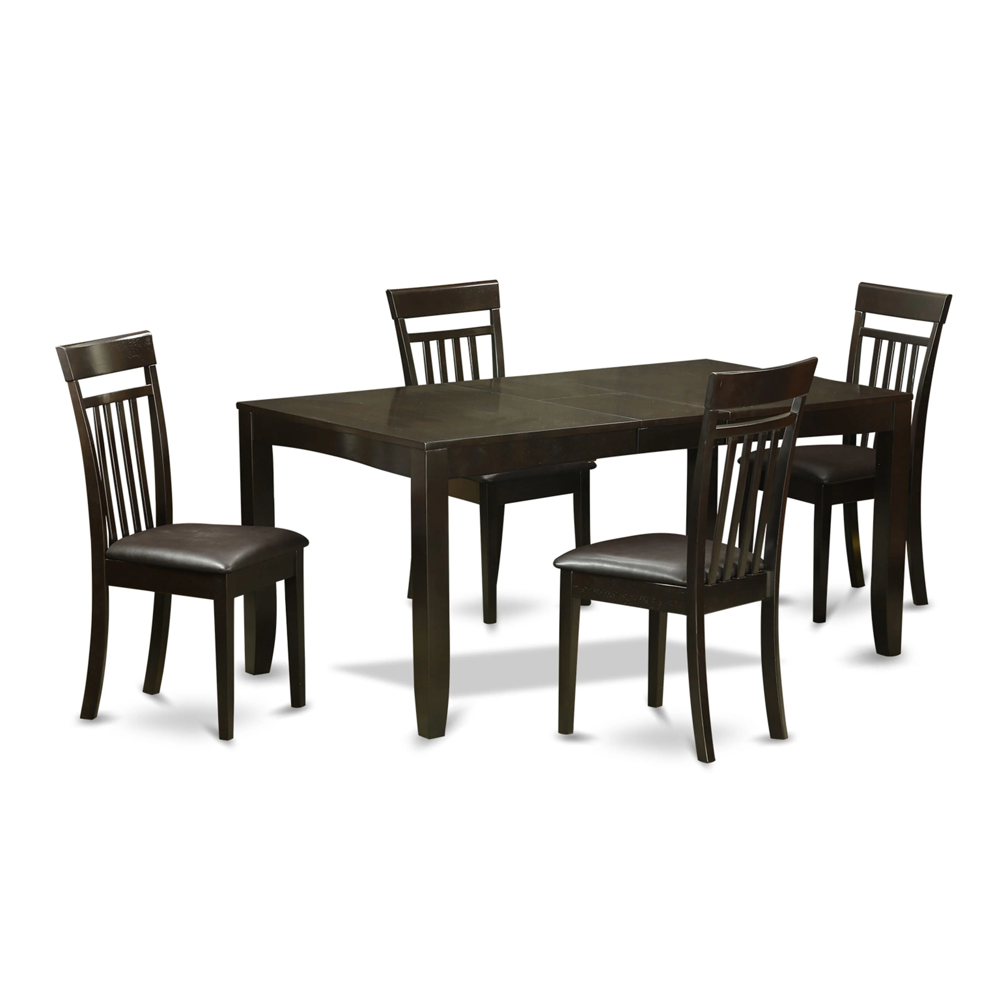 East West Furniture LYCA5-CAP-LC 5 Piece Dining Room Set For 4-Table With Leaf and 4 Dining Chairs