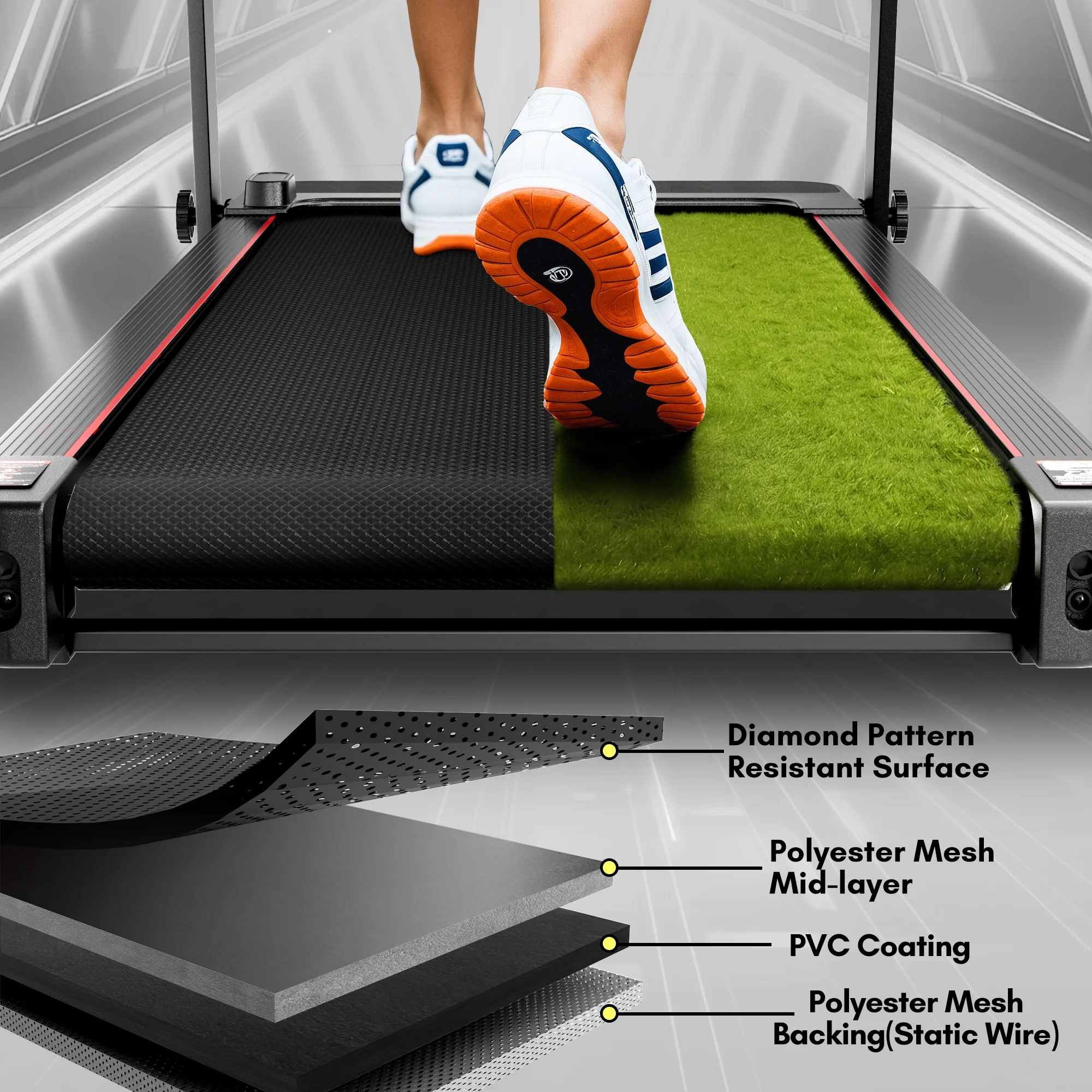 MITONOS Folding Treadmill with Desk. Foldable Treadmill for Home with 2.5HP Running Machine, Portable Walking Pad with LED and Desk Workstation for Home and Office