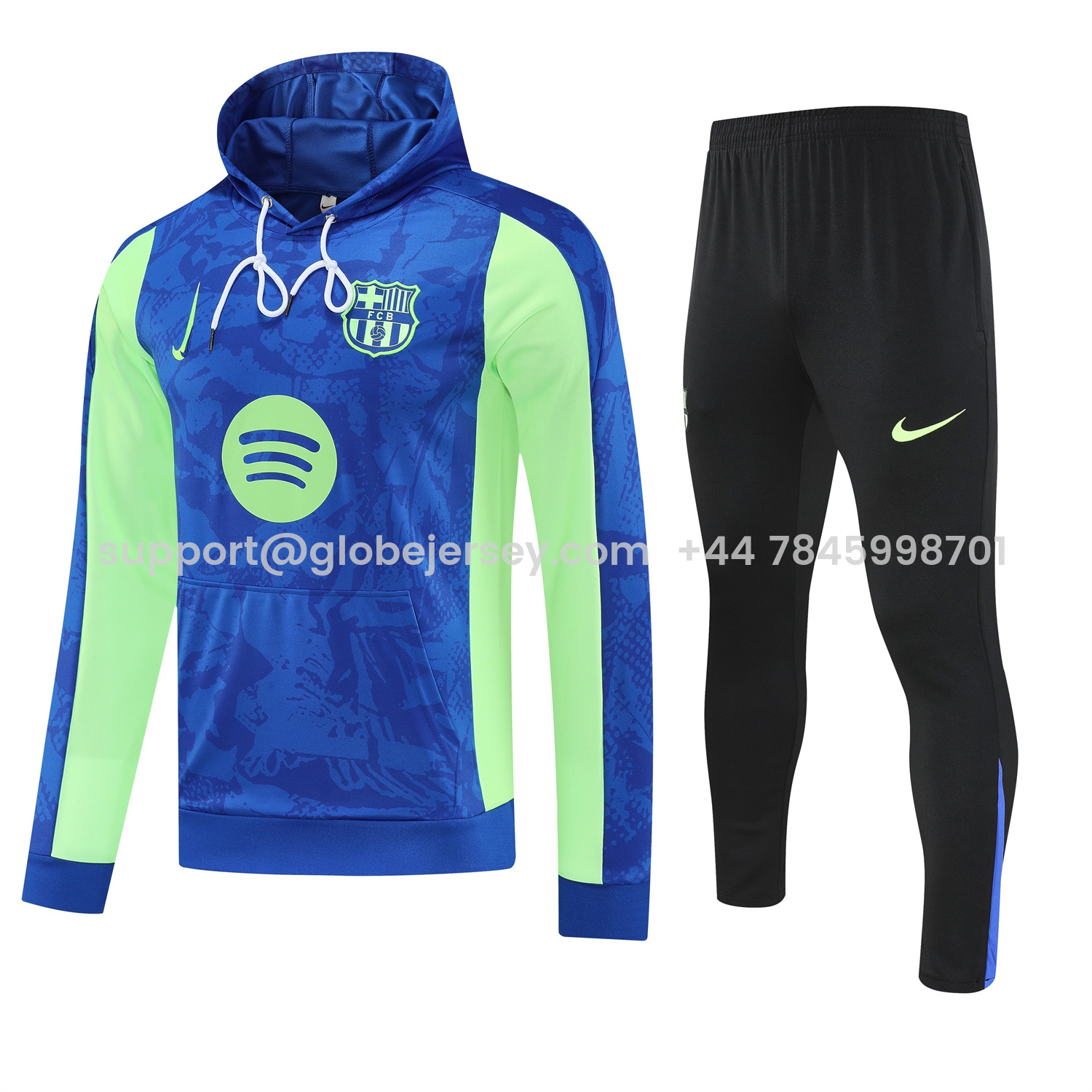 Barcelona 25-26 Training Hoodie Set - Blue Green Hoodie and Black Pants