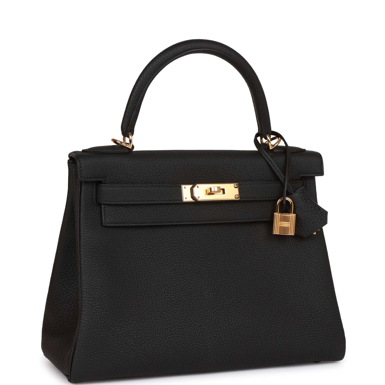 Kelly Retourne 28 Black Togo Gold Hardware