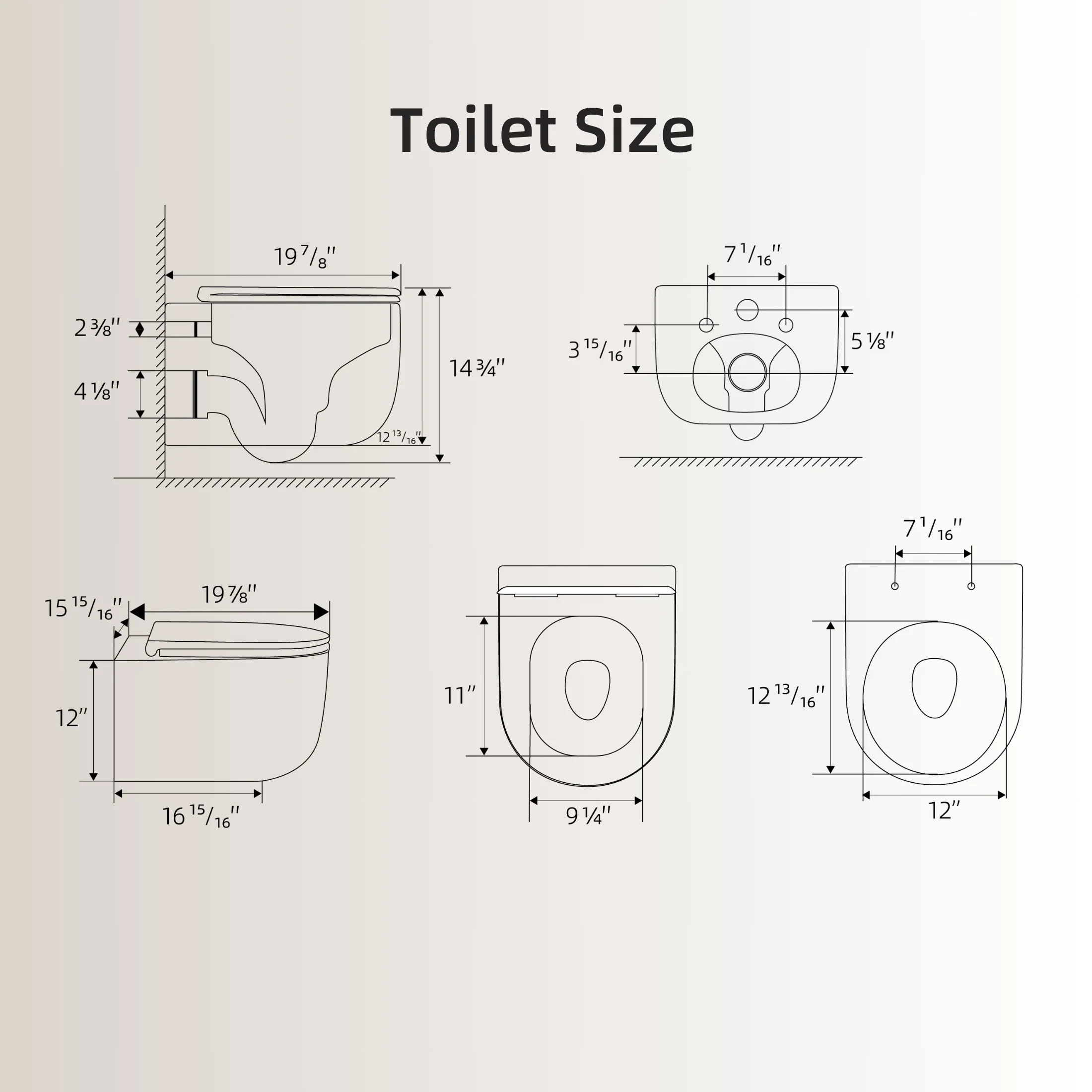 Los Flexi Compact Wall-Mount Toilet Set - Round Bowl, In-Wall Tank, Tornado Flush, Actuator Plate Included