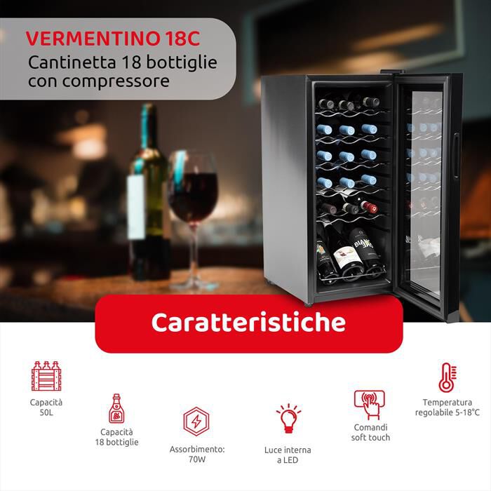 MELCHIONI FAMILY - Cantinetta VERMENTINO 18 C Classe G 18 bottiglie-nero