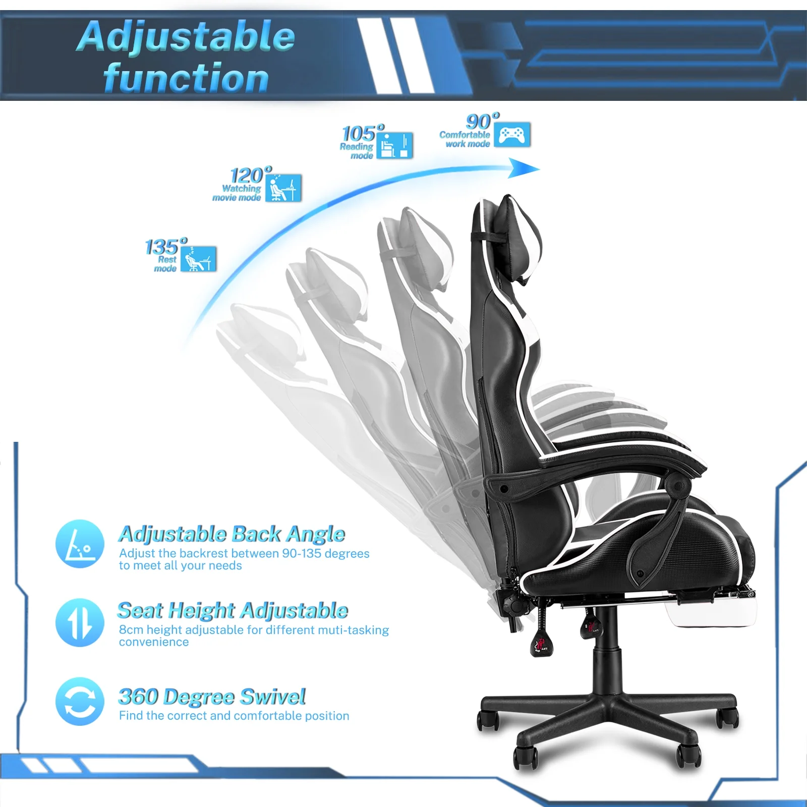 SOONTRANS Green Gaming Chair with Footrest, High Back Gamer Chair with Massage Lumbar Pillow, Gamer Computer Desk Chair (Green)