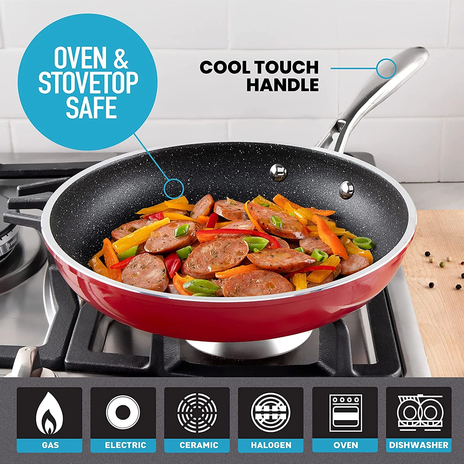 Granitestone Pots and Pans Set, 20 Piece Complete Cookware + Bakeware Set with Ultra Nonstick, Includes Frying Pans, Saucepans, Stock Pots, Steamers, Cookie Sheets and Baking Pans