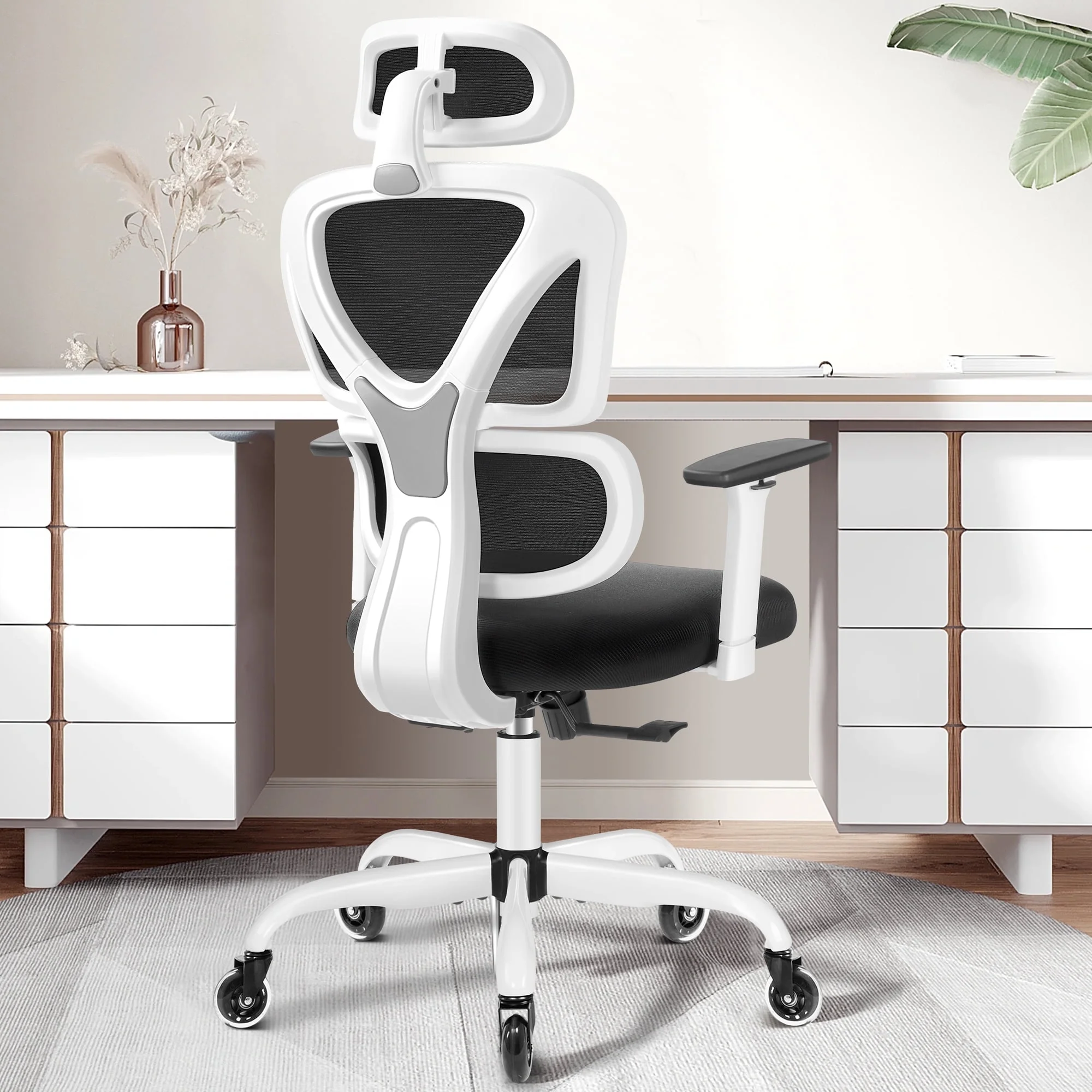 COOLHUT Ergonomic Office Chair, High Back Adjustable Computer Desk Chair with Lumbar Support, 500lb, Black