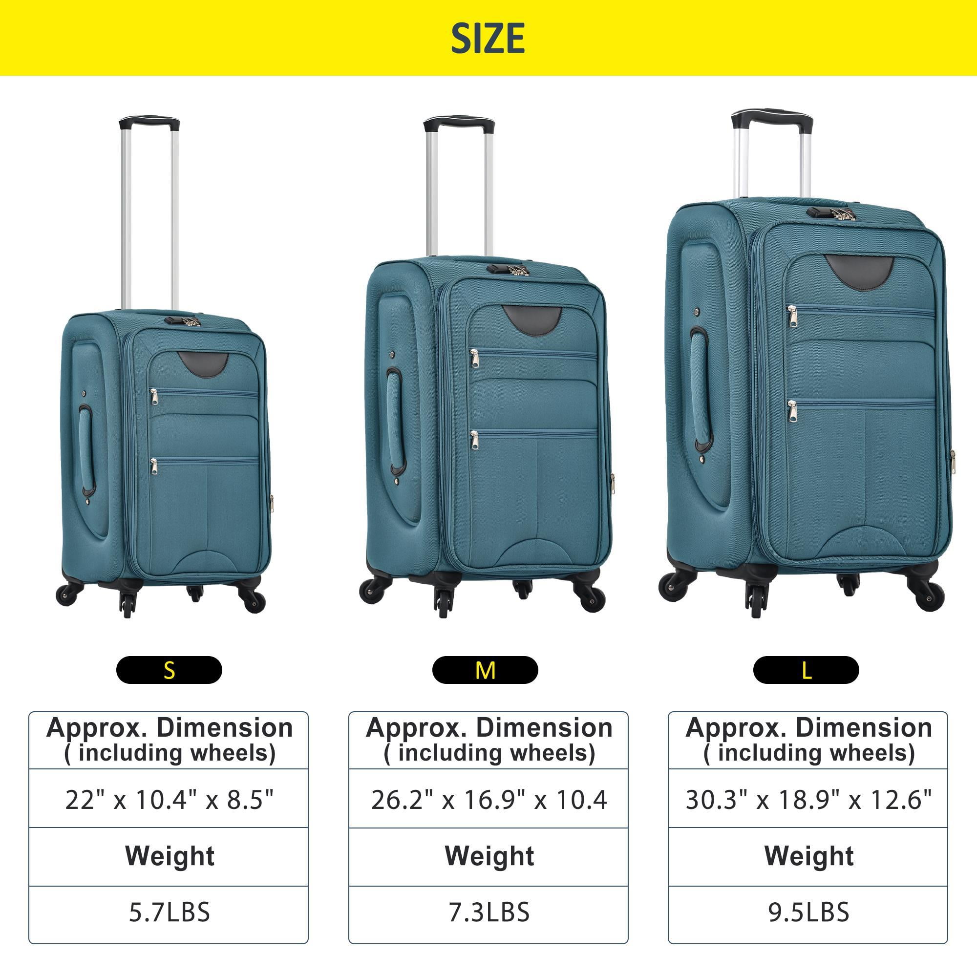 Zimtown 22in 26in 30in Softside Luggage, Expandable 3 Piece Set Suitcase Lightweight Luggage Travel Set, Black