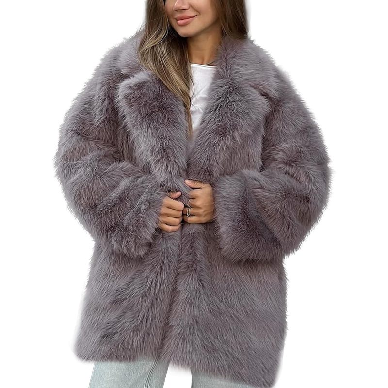 Women's Long Faux Fur Coats Fluffy Faux Fur Jacket Long