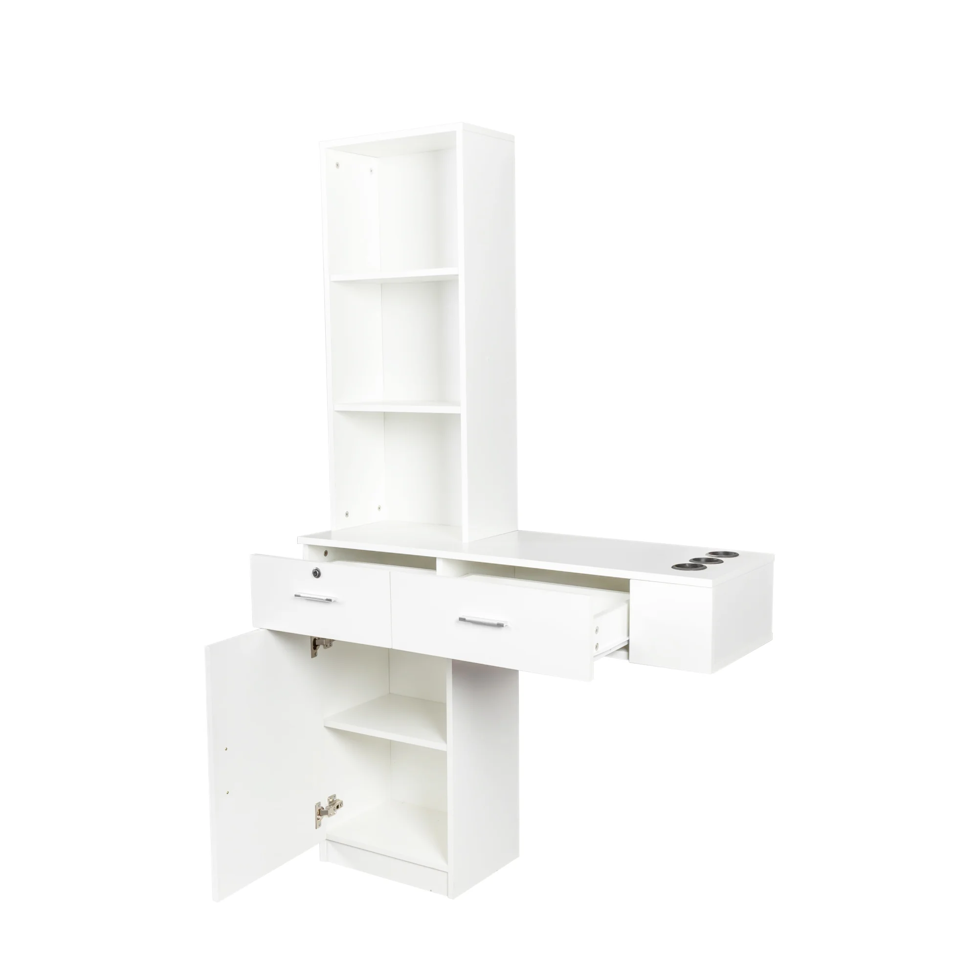 Modern Vanity Desk with Lights Makeup Vanity Dressing with Mirror Large Storage Space White