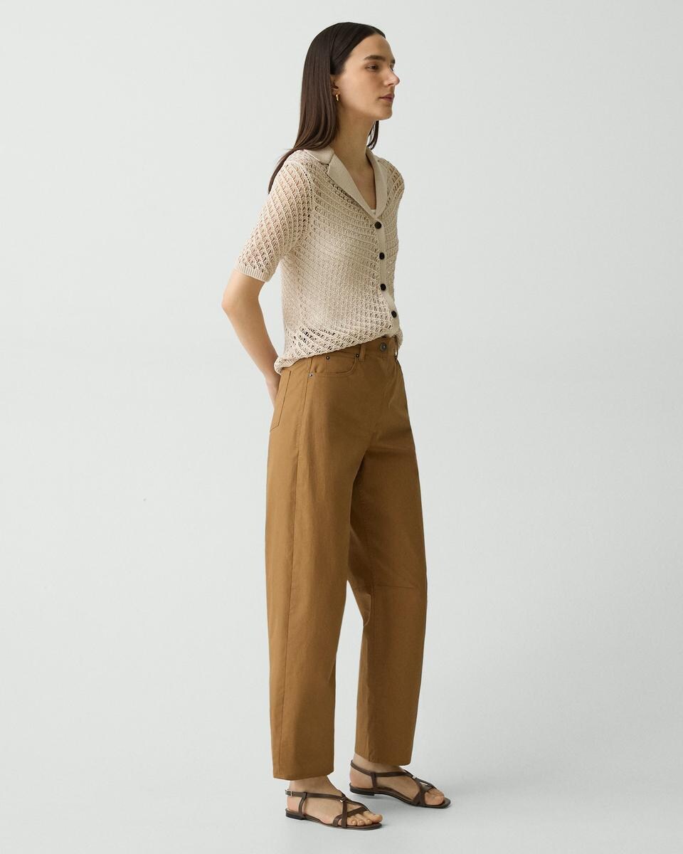 Cropped Barrel Pant in Cotton Twill