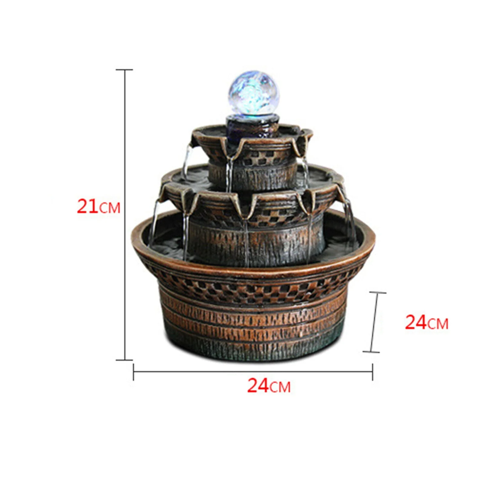 3Tier Resin Indoor Tabletop Waterfall Feature Fountain Home Office Desktop Decor
