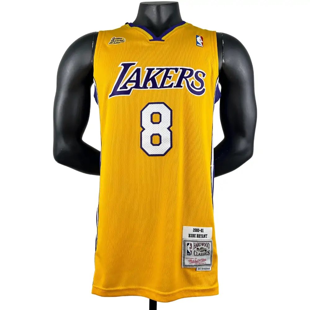Embroidered MN Retro Jersey Lakers 00/01 Season V-neck Yellow No. 8 Kobe