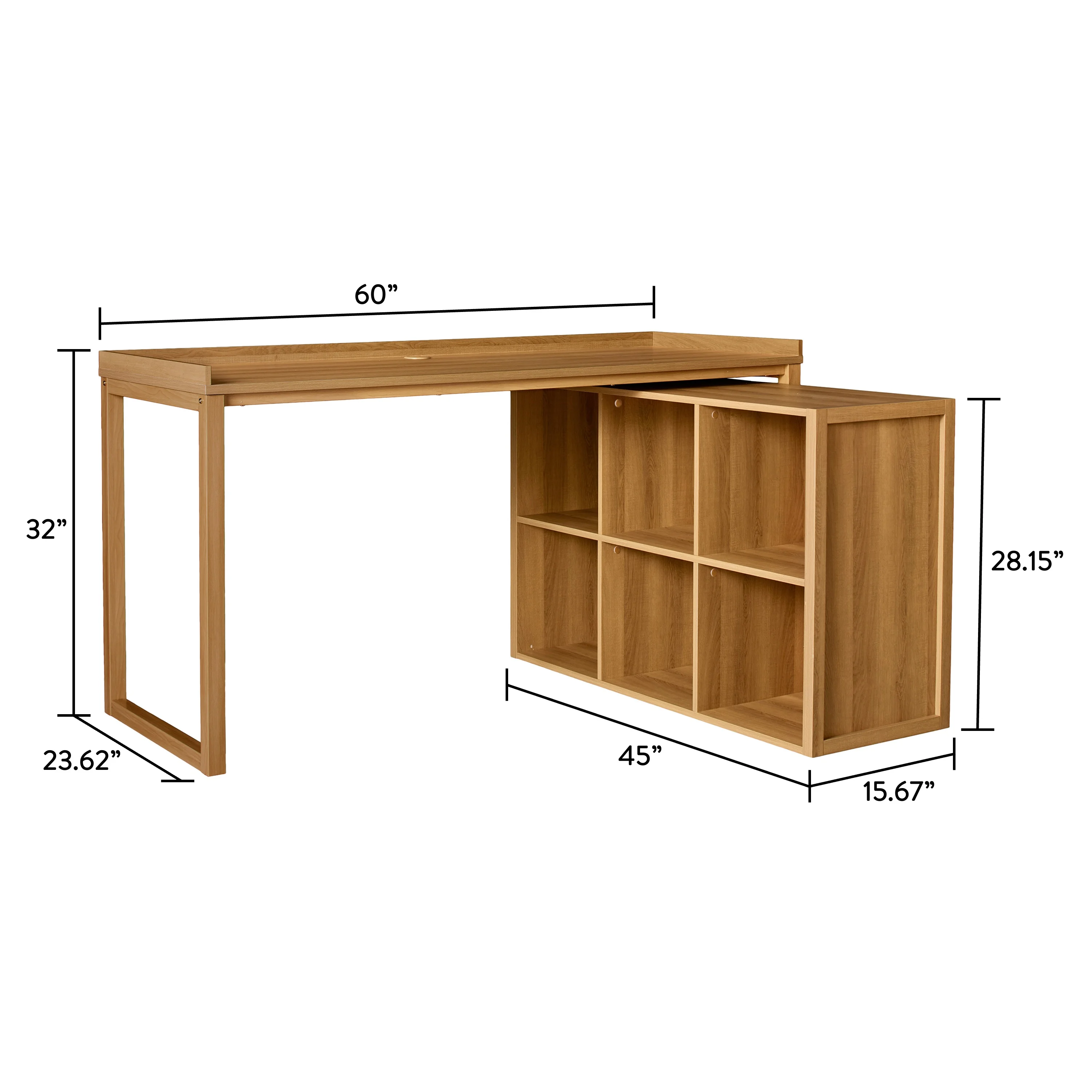 Better Homes & Gardens Ezra Modular L Desk with 6-Cube Storage, Walnut Finish