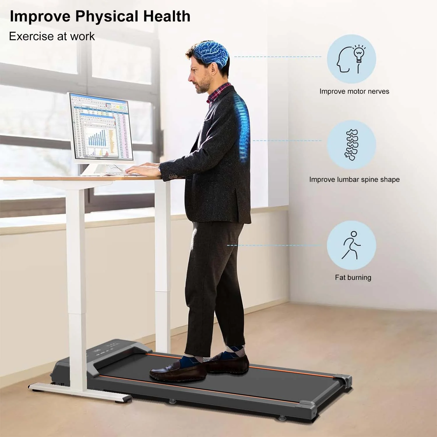 SWERTOY Walking Pad Running Machine Walking Machine for Home Under Desk Treadmill with LED Display and 12 Preset Programs 2.25HP Portable Treadmill Jogging Machine for Office Small Space