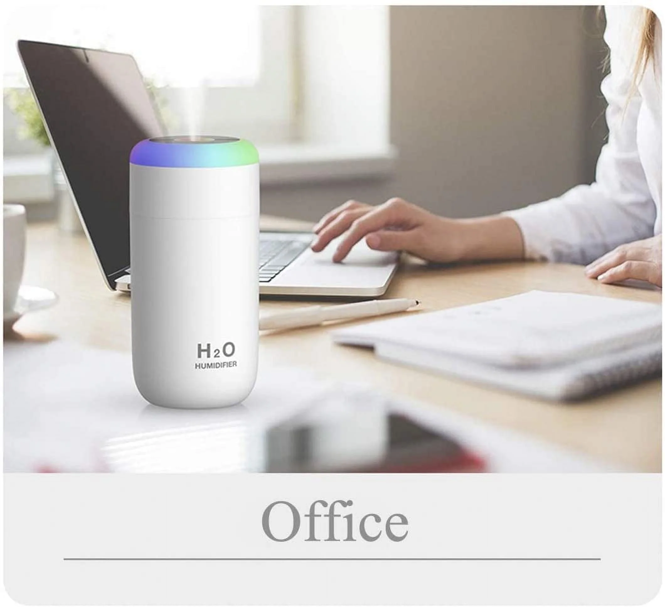 Small Humidifier, USB 350ml Mini Humidifier for Plants, Small Plant Humidifier with Night Light, USB Desk Humidifier for Baby, Plant Humidifier indoor, Small Humidifier (Cyan)