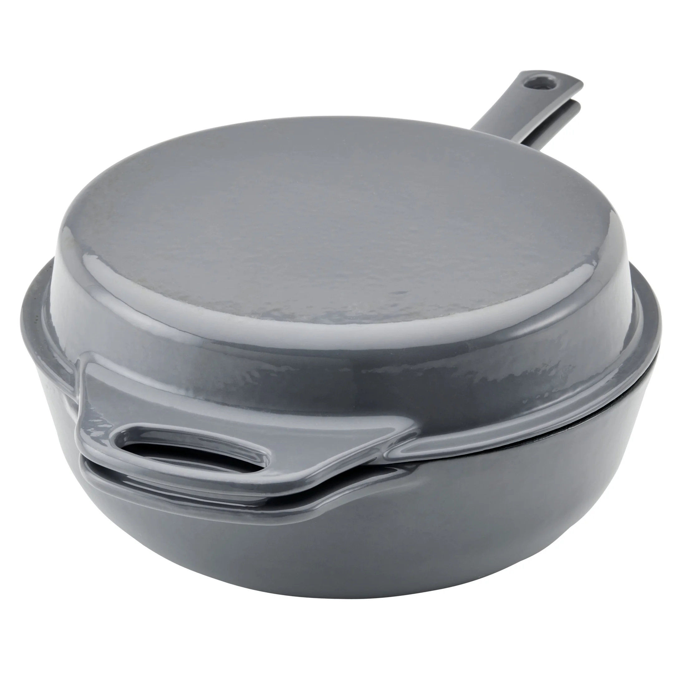 Rachael Ray Enameled Cast Iron 3-in-1 Dutch Oven Skillet Saute Combo, 4 Quart, Gray