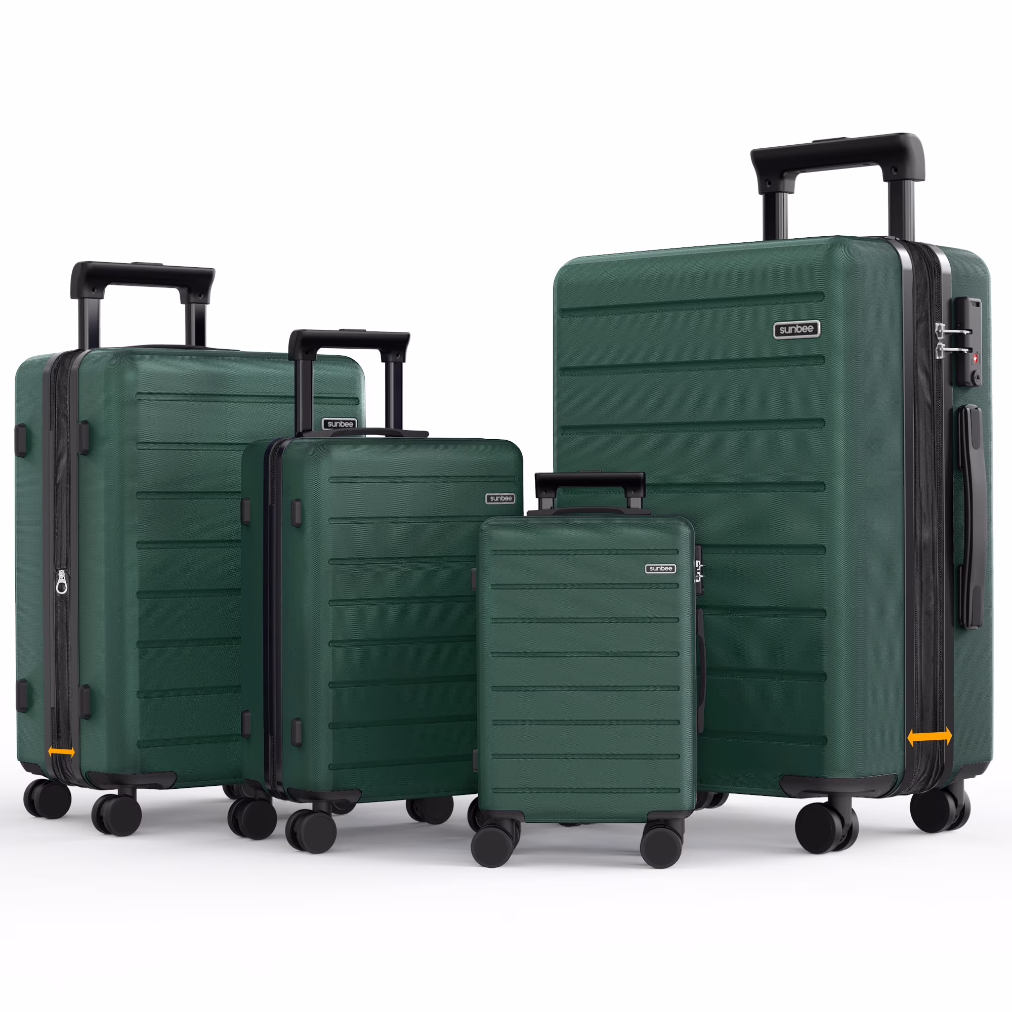 Sunbee 4 Piece Luggage Sets, Expandable Durable Hard Shell Suitcase Set Double Wheels TSA Lock, Blue