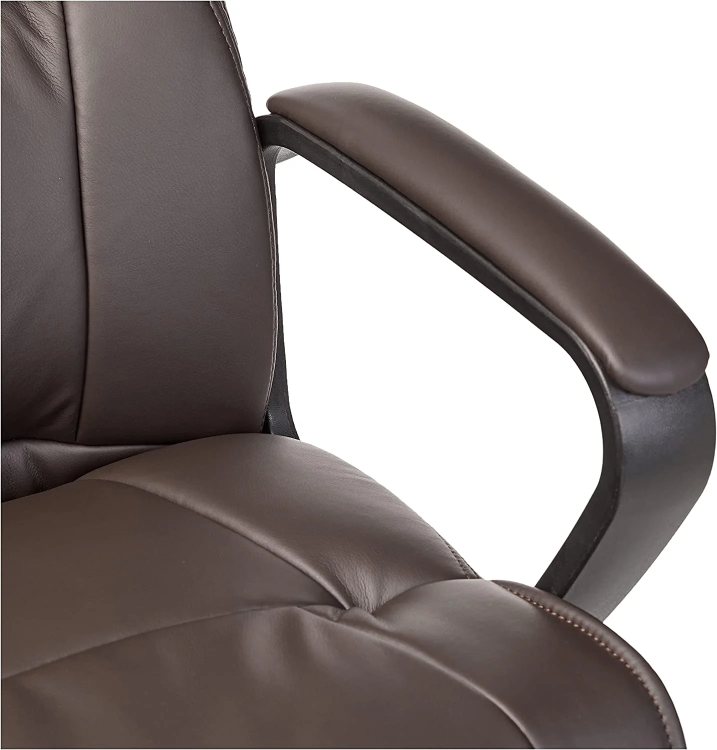 Office Computer Task Desk Chair with Padded Armrests, Mid-Back, Adjustable, 360 Swivel, Rolling, 275 Pound Capacity, 24inchD x 24.2inchW x 34.8inchH, BIFMA Certified, Dark Brown Faux Leather