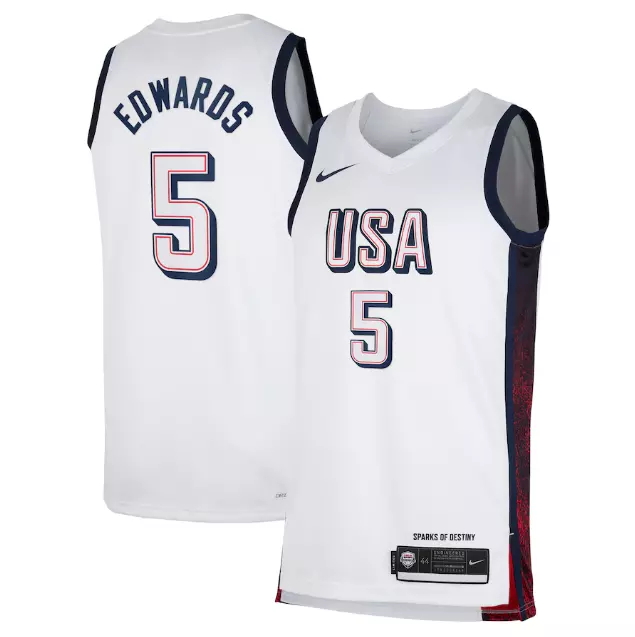 2024 Paris Olympic Games USA Dream Team #5 Anthony Edwards Hot Pressed Jersey