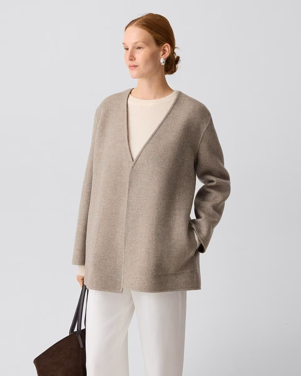 Reversible Cardigan Jacket in Double-Face Wool Twill