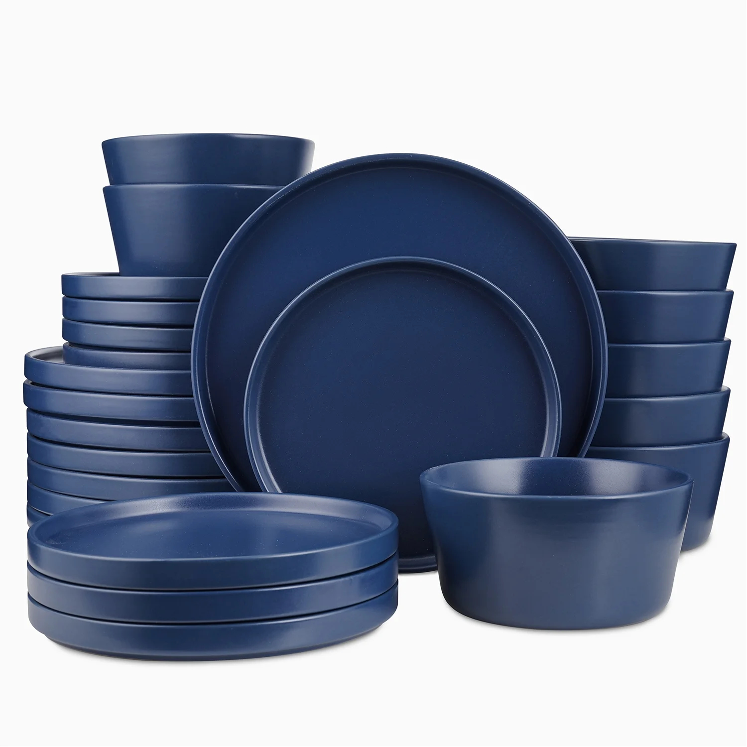 Stone + Lain Chelsea Stoneware Collection, Round Dinnerware Set, 24 Pieces Service for 8, Blue