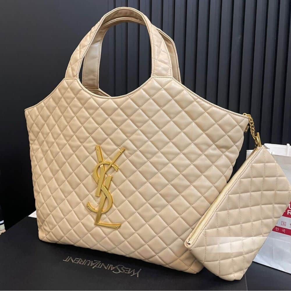 Saint Laurent Icare Maxi Shopping Bag In Quilted Beige 19.7 Inches 698651AABR89748