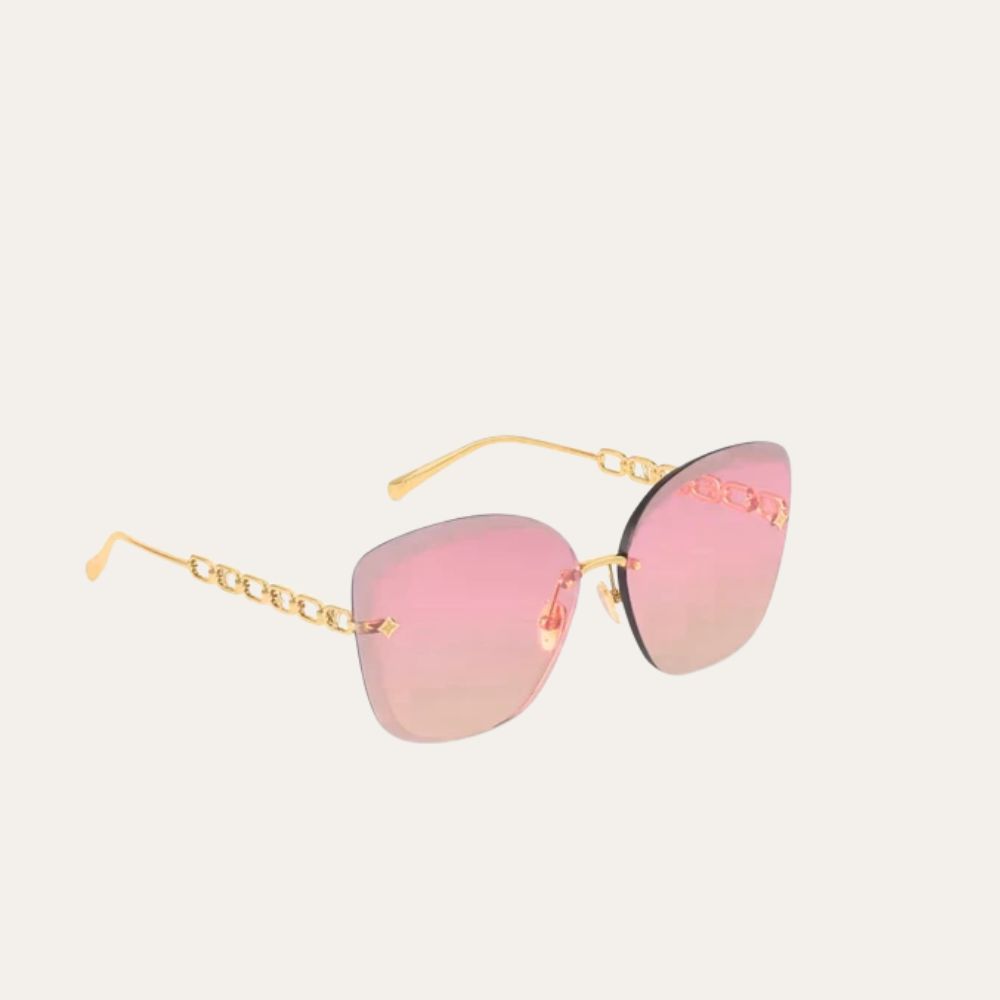 Louis Vuitton LV Jewel Round Cat Eye Sunglasses Pink Gold Z2682U