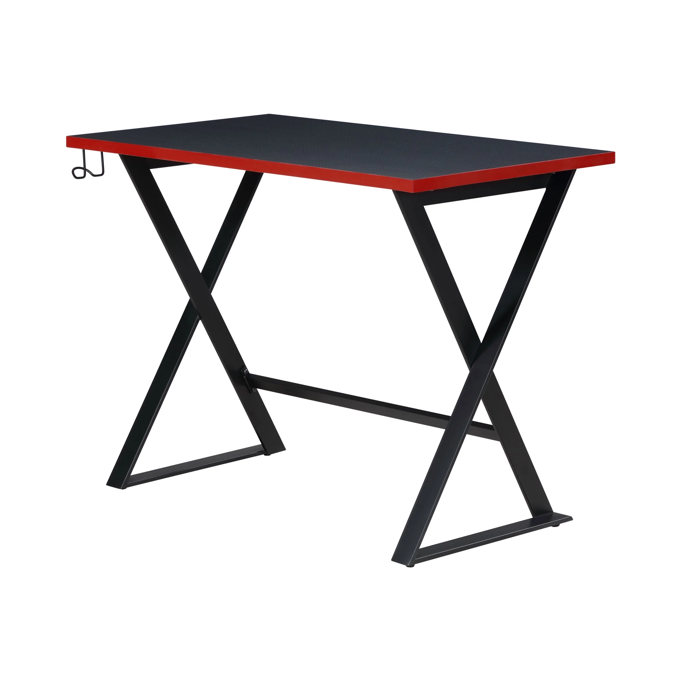Gamer Gear Jr. Gaming Desk with LED Lighting, Teens and Kids, Red and Black