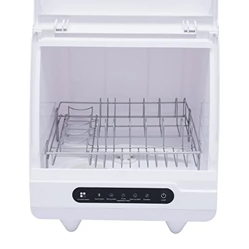 White Desktop Dishwasher, 1200W Compact Automatic Dishwasher, 5 Washing Programs Display 360�� Spray Arm, 72 �� C Hot Water Rotary Cleaning, Suitable for Apartment/Office/Kitchen/RV