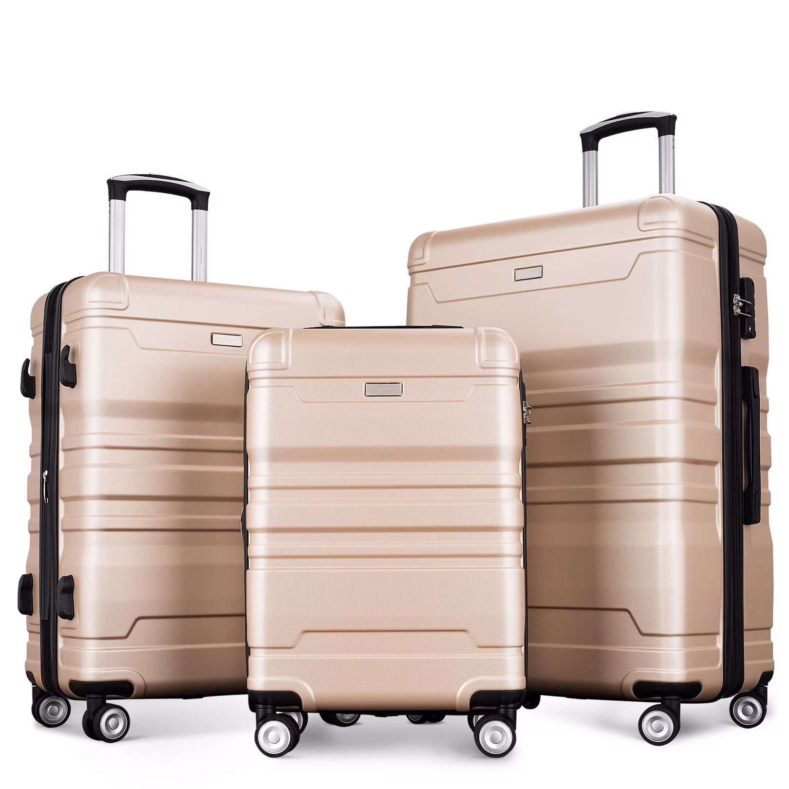 Luggage Sets New Model Expandable ABS Hardshell 3pcs Clearance Luggage Hardside Lightweight Durable Suitcase sets Spinner Wheels Suitcase with TSA Lock 20''24''28''(blue and brown)