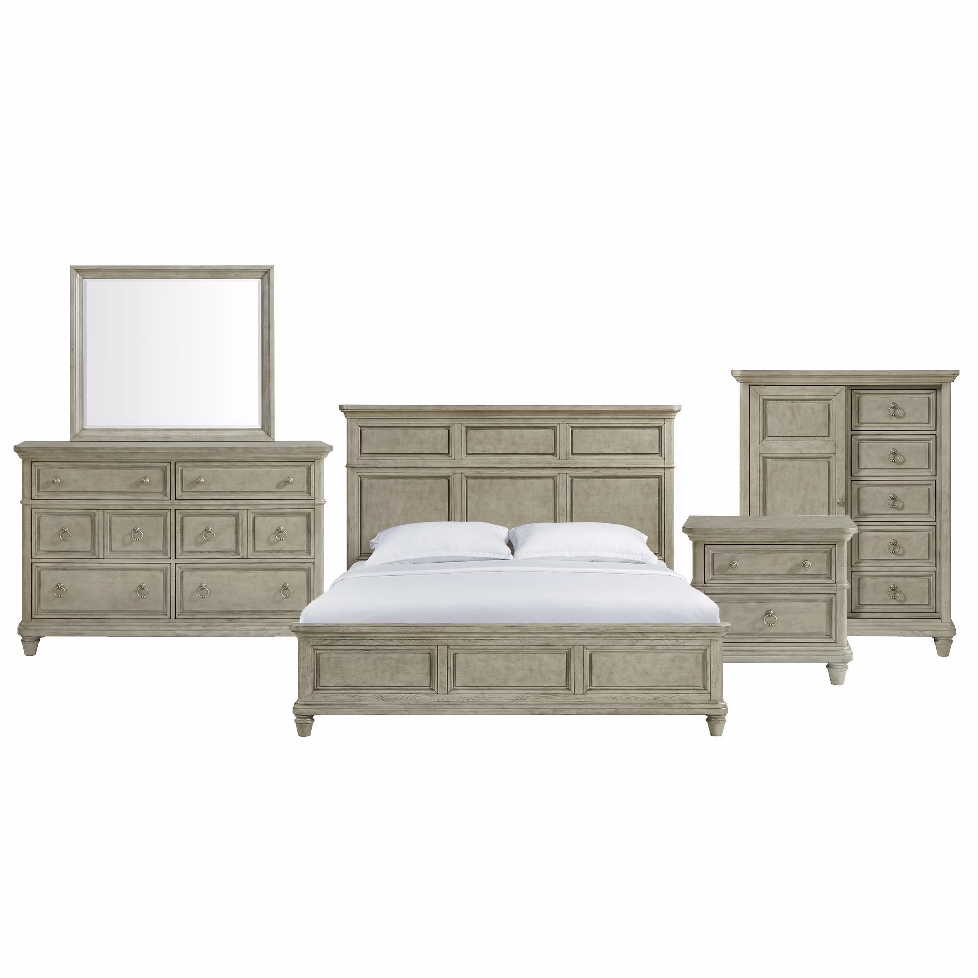 Picket House Furnishings Emiko Queen Panel 5PC Bedroom Set - Grey