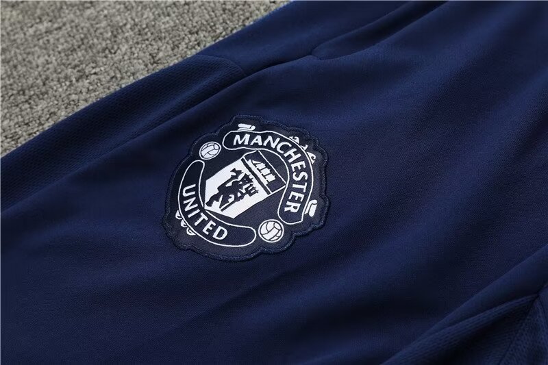 2023/2024 Manchester United half-pull training suit sapphire blue suit 1:1 Thai quality
