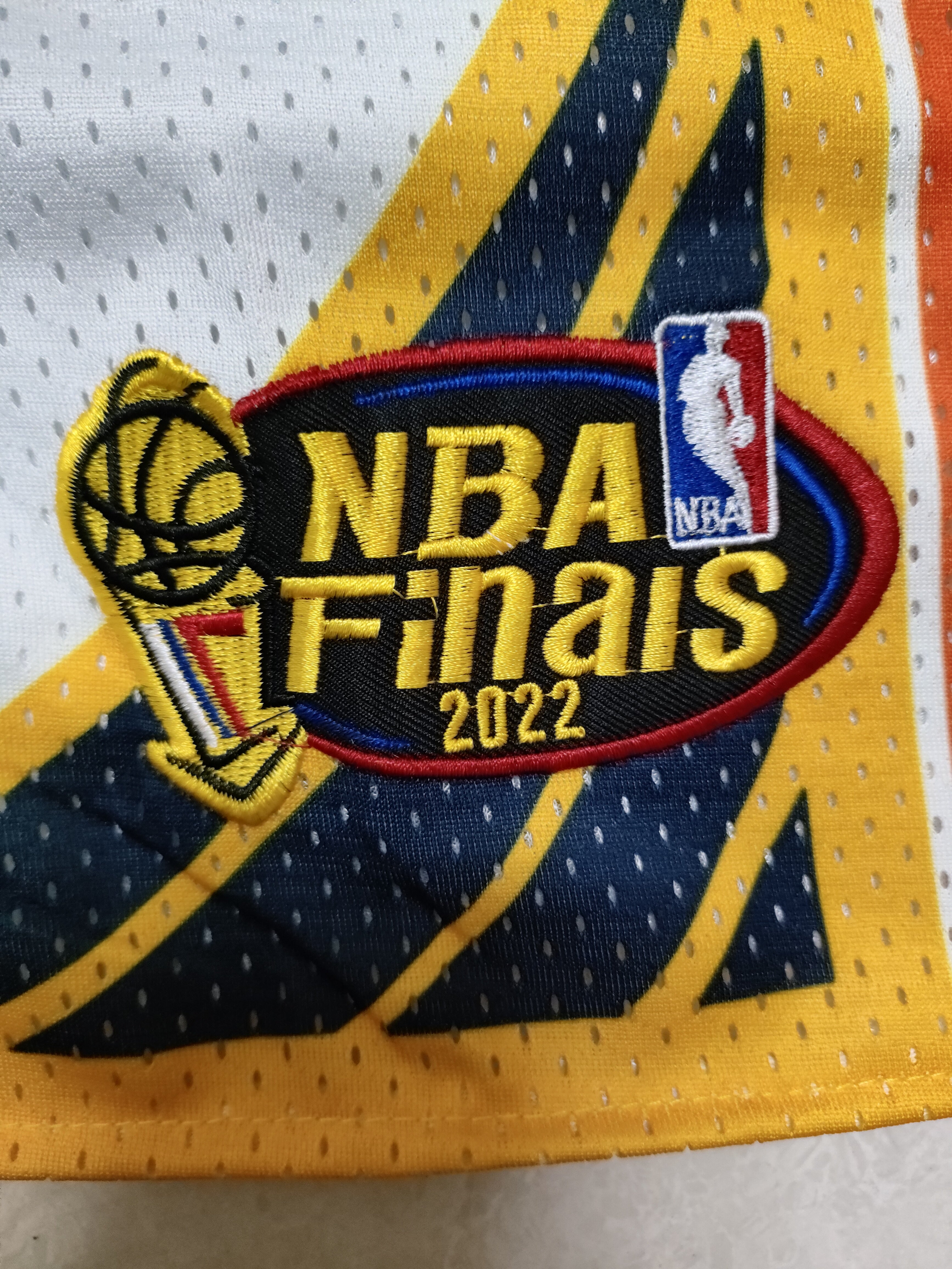 Golden State Warriors White Curry Championship Full Density Embroidered Pocket Shorts