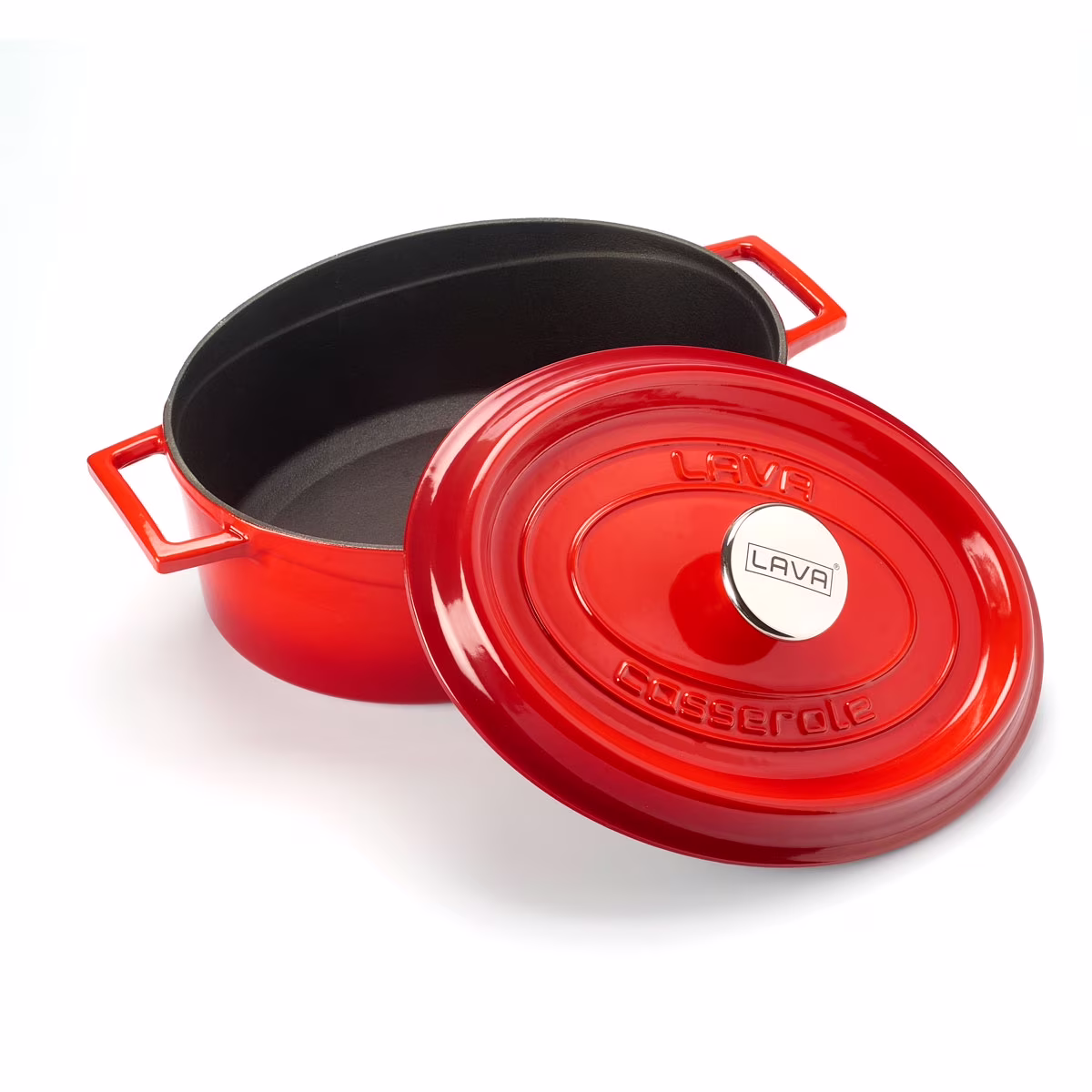 LAVA 6.75 Quarts Cast Iron Dutch Oven: Multipurpose Stylish Oval Shape Dutch Oven Pot with Three Layers of Enamel Coated with Trendy Lid (Blue)