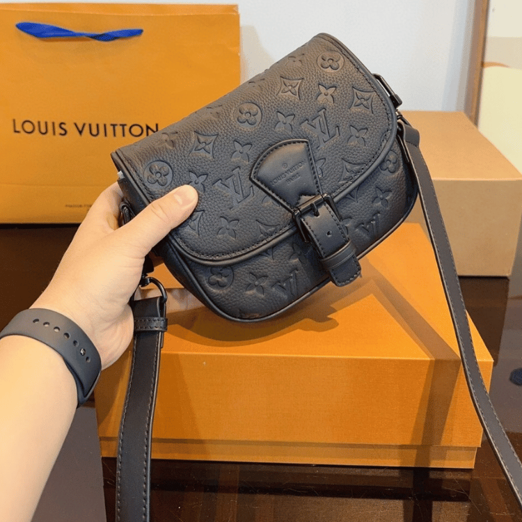 Louis Vuitton Saddle Messenger Bag Monogram Empreinte Black 8 Inches