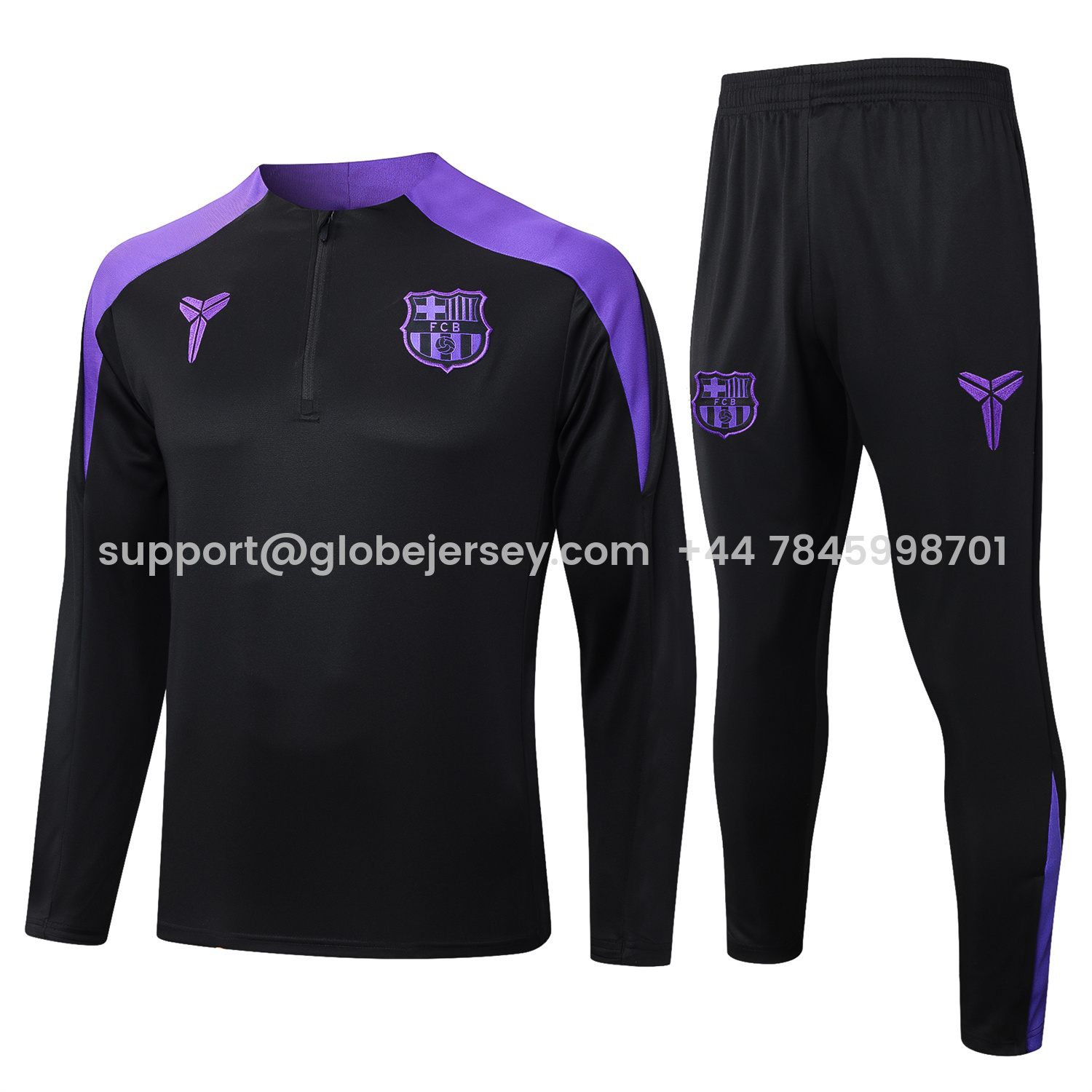 Barcelona X KB 25-26 Long Sleeve Training Set - Black Top with Purple Badge and Black Pants