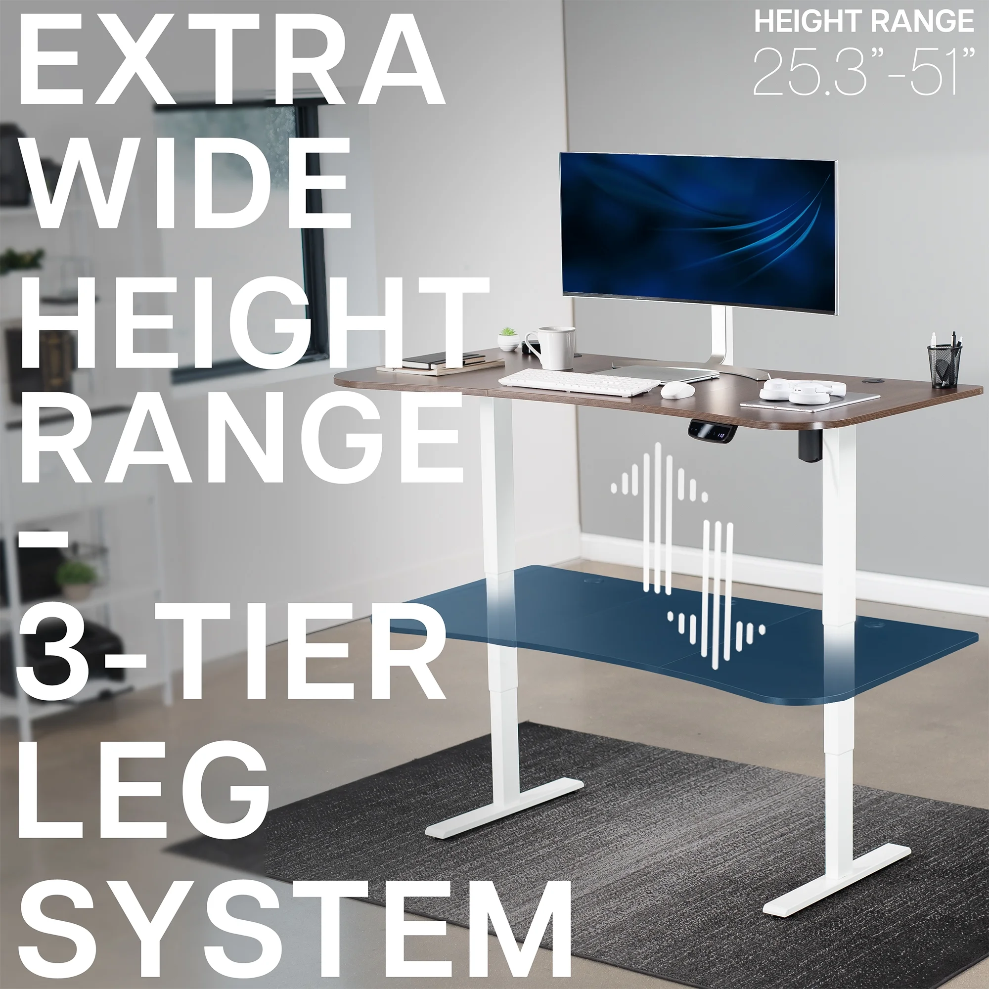 VIVO Reclaimed Wood / Black 63�?x 32�?Electric Height Adjustable Stand Up Desk