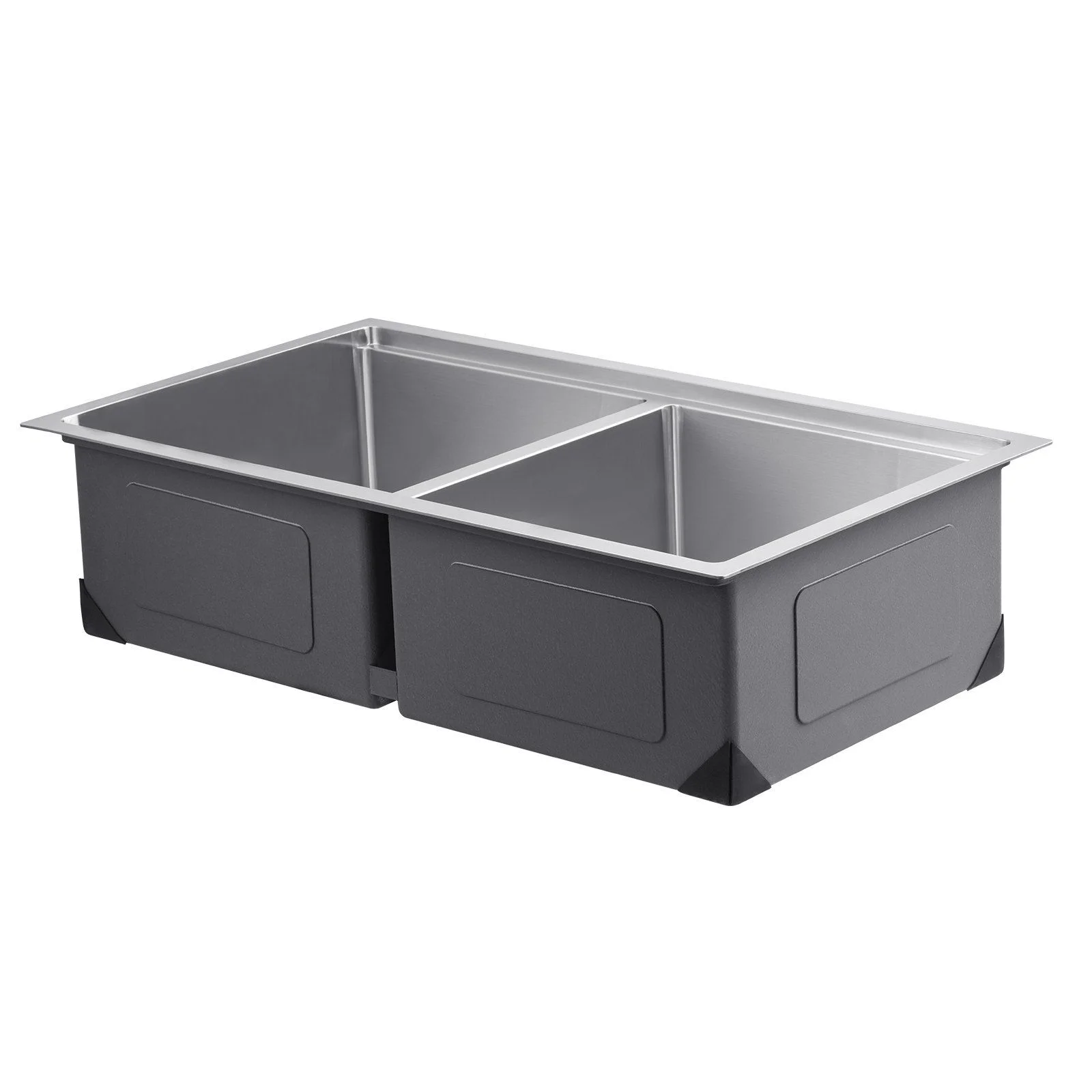 33-inch Undermount Double Bowl Kitchen Sink, Stainless Steel Drop-In Bar Sink