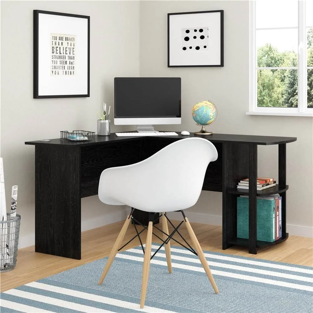 Zimtown L-Shaped Corner Computer Office Desk Furniture,Black