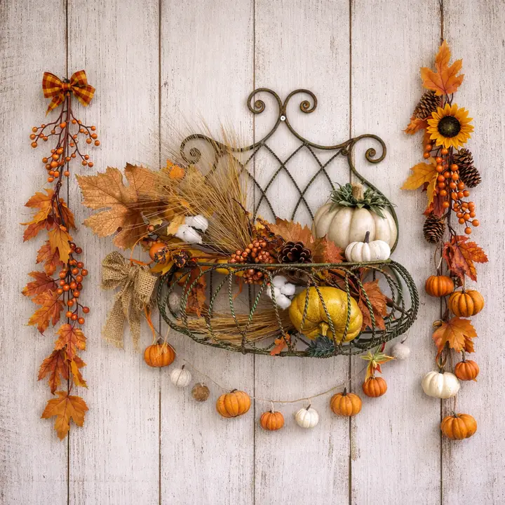 Rust Wrought Iron Wall Basket