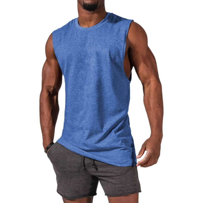 Men's Sleeveless Tank Tops Crewneck Solid Loose Fit Shirt