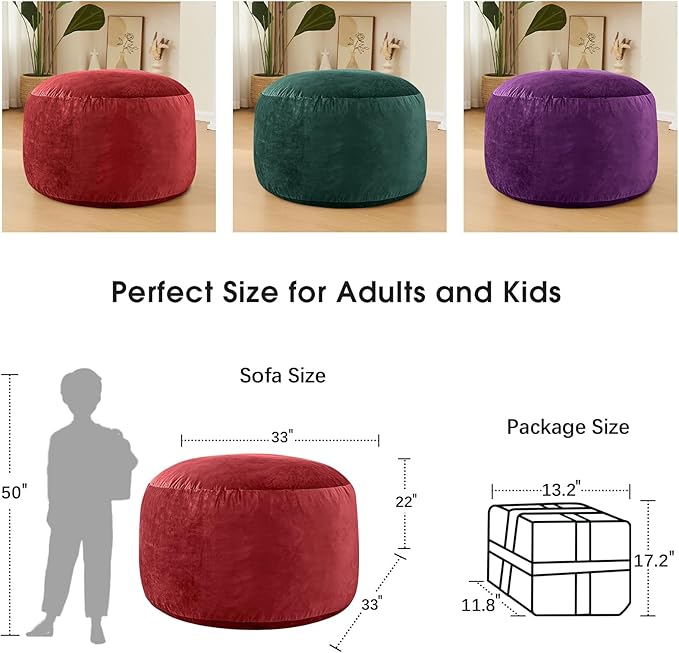 BUBBLEBEAN Bean Bag Chairs for Adults - Memory Foam Furniture BeanBag Chair