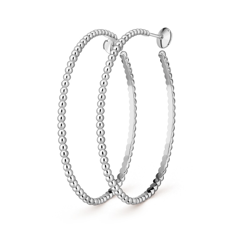 Perlée pearls of gold hoop earrings, large model