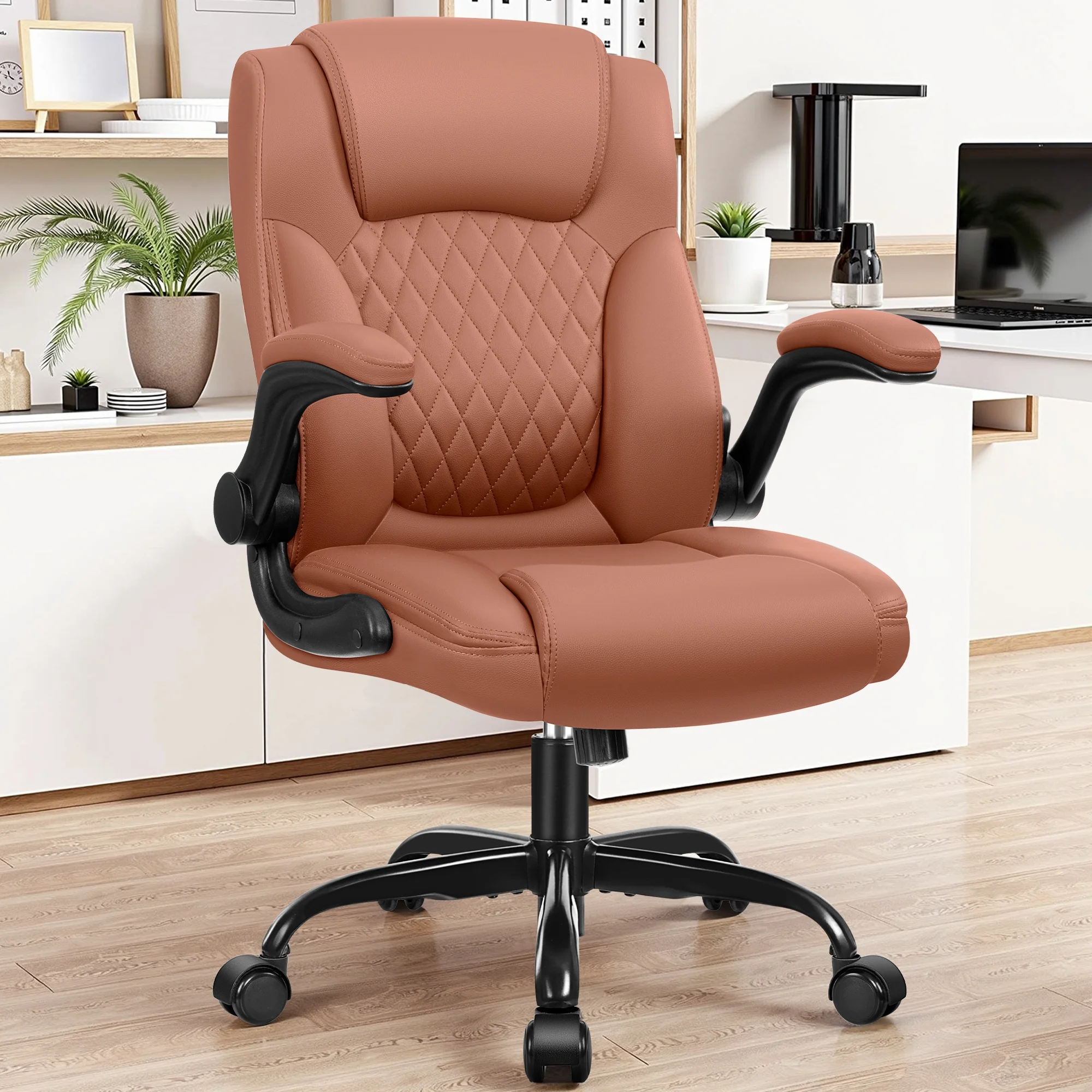 COOLHUT Leather Office Chair, Big and Tall Office Chair 400LBS Wide Seat Ergonomic Computer Desk Chair High Back Executive Leather Chair Adjustable Task Chair Lumbar Back with 8-Year Warranty, Black