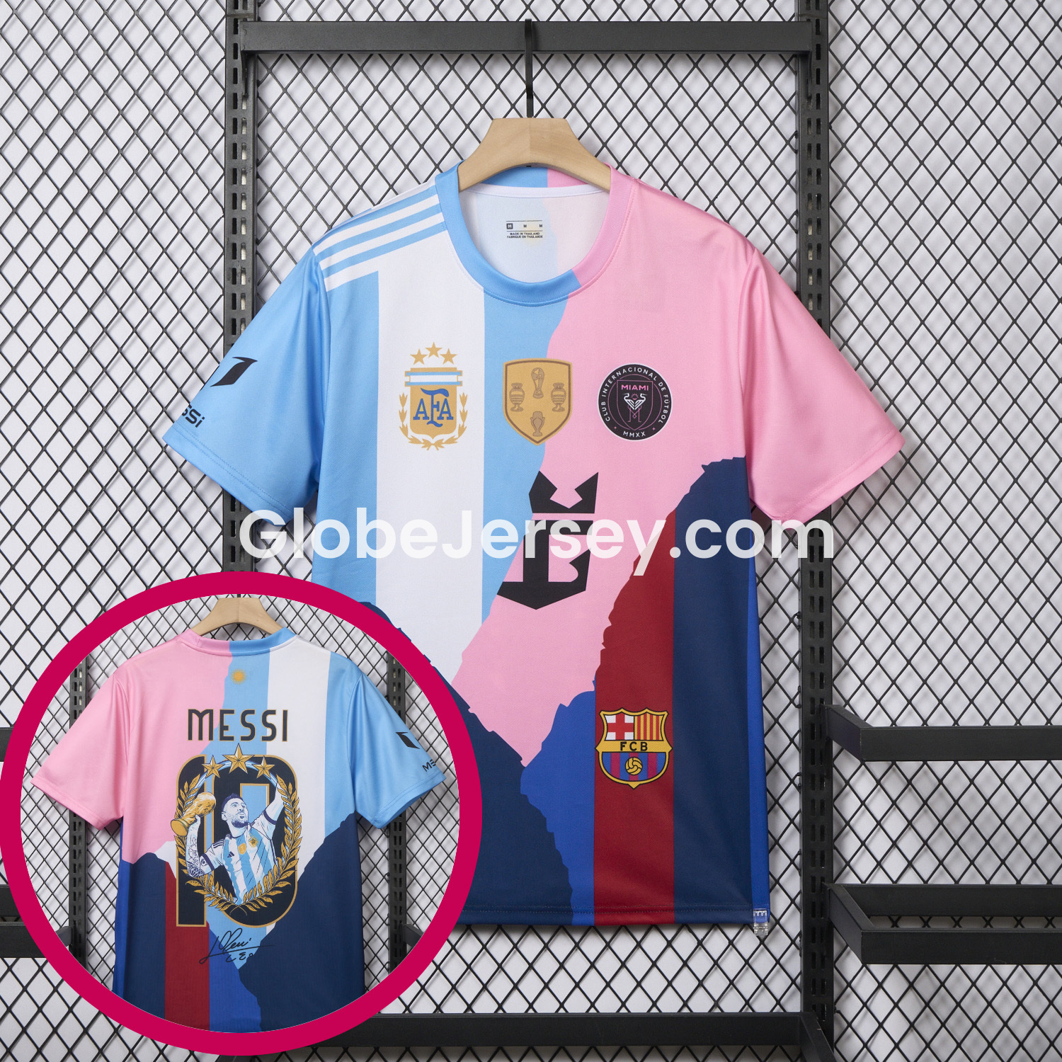 Messi Career Commemorative Jersey - Fans Version - Argentina INT M.A.M Barcelona - with 10 Special Font