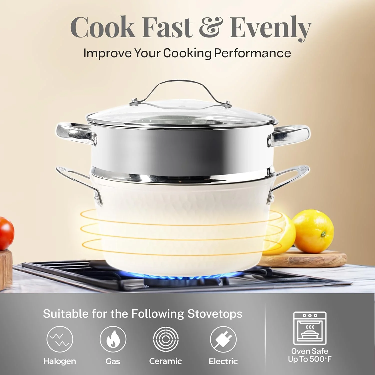 Gotham Steel Hammered 15 Pc Ceramic Pots and Pans Set Non stick, Cookware Set Nonstick for Kitchen with Utensils, Pots and Pans for Cooking, Non Toxic Cookware Sets, Oven and Dishwasher Safe, Copper