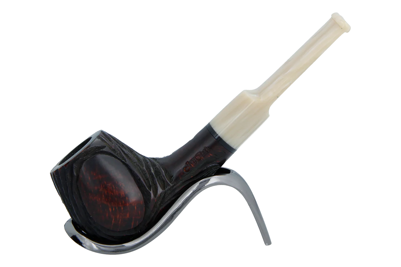 Jean Claude 9mm Filter Dark Rustic  Briar Smoking Pipe - Shape 03