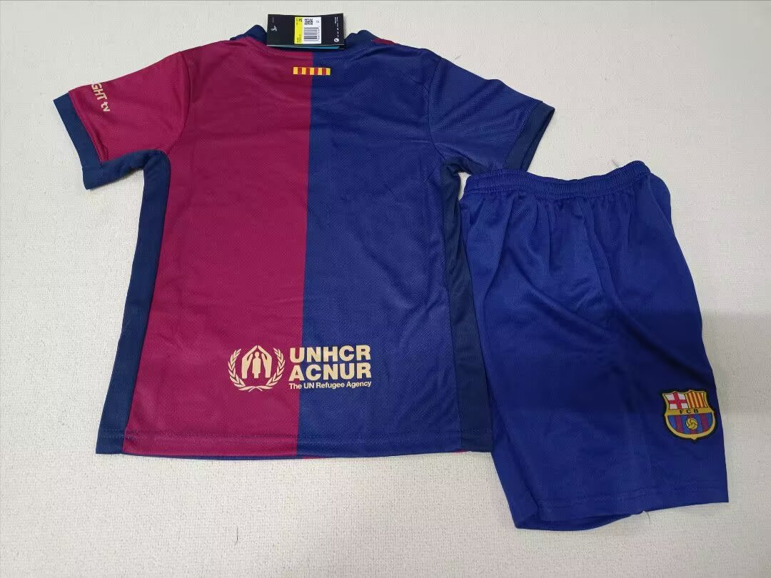 2024-25 Barcelona Home Jersey Children's Set - Fans Edition